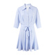 Qiushii yiren rafraîchissante robe bleue rayée d'été nouveau tempérament féminin jupe de chemise à manches mi-manches bleues m