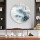 桐迪新中式圆形装饰画客厅沙发背景墙壁画过道走廊玄关画书房山水挂画 12156 一帆风顺 烤瓷镶钻-直径60-铝合金黑框