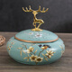 Tila European retro ceramic ashtray decoration with lid home creative personality trend anti-fly ash American retro ashtray 1047 Blue Oriole Blossom style