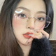 韩聚（HANJU）无框眼镜男可配近视度数防蓝光变色超轻纯钛无边框眼睛女平光镜架 银色12123款 升级1.61 MR-8加硬防辐射镜片