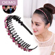 OEMG headband Korean rhinestone simple anti-slip hairband hairband face wash toothed hairpin headdress adult top clip hairpin 2 pieces (W style colorful + G style pink AB)