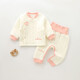 Tout le monde ne peut pas faire de bébé ensemble chaud, des vêtements de printemps et d'automne en coton, des sous-vêtements divisés, des vêtements pour bébé, un ensemble de deux pièces de printemps, de nouveaux produits de printemps et d'été, 3524-1, fleur en peluche, 73, 4-8 mois