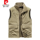 Pierre Cardin vest autumn and winter outdoor men's double-sided velvet thickened multi-pocket casual and fashionable dad style vest workwear Khaki 8770 short velvet double-sided autumn and winter style M 80-110Jin Jin is equal to 0.5 kg