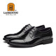 LAORENTOU leather shoes for men spring and autumn first layer cowhide formal shoes men's casual business round toe wedding shoes 1717 black 42