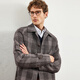 Sieben Wolf Wollmantel Herrenmantel New Winter Plaid mit mit mittlerem gestrickten Wollpendler-Pendler-Gelegenheitskleidung 303 (Kaffee) XL 175/92A