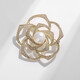 QUAMER2024 Camellia Small Fragrance Brooch French Full Diamond Zirconia Creative Hollow Corsage West Gold