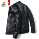 Vogelscheuche (mexikanische) Lederjacke Herren Frühling, Herbst und Winter Neue lässige trendige Marke sowie Fleece Motorcycle Leder Jacke Hellaussehende Herrenkleidung 9923# Black M 95-110Jin [Jin ist gleich 0,5 kg]
