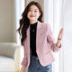 Jian Ting Spring and Autumn Fashion New Off-White Small Suit Jacket Women's Korean Slim Short Casual Small Suit Top Single Off-White Suit L
