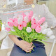 Flower e-flow ins artificial flower tulip fake flower bionic bouquet living room decoration flower table flower arrangement floral photo bouquet 15 tulips (6 white pink + 5 pink + 2 orange + 2 rose