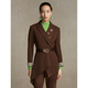 
Pink and blue wardrobe fashion asymmetric retro design sense suit for women autumn and winter exquisite jacket 535W829 tea brown S