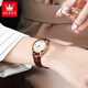 Olevs Swiss Certified Brand Watches Women's Mechanical Watch Fotor Automatic Simple Temperament Watan Watch Watch Watch 6629 Surface blanche en cuir brun amélioré amélioré [