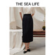 
THE SEA LIFE Ou Hai Yisheng New Chinese style high-waisted skirt for women 24 summer waist-hugging high-end black folding skirt Y16866 Black Mage M