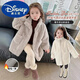 
Disney girls winter jacket new baby girl winter style warm long fur children new winter clothes trendy gray long fur jacket 120