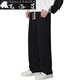 FeiLuoxing Guangzhou Treize Ligne Pantalon Men's Tend Trend Loose Couleur solide Pantalon décontracté pour hommes Pantalons de sport Pantalon Men's Pants 826 Black Fleece XL (135-155)