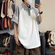 
Hong Kong Lianya short-sleeved men's summer Japanese contrasting T-shirt s trendy brand high street loose rag-sleeved color lapel polo shirt h-t3527 gray black sleeve M (recommended 90-115 Jin [Jin equals 0.5 kg])