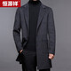 Hengyuanxiang double-sided wool coat men autumn and winter middle-aged men business casual mid-length wool coat plaid wool coat 21A16 170/88A