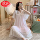 LangSha Palace Style Princess Night Dress Summer Thin Sweet Modal Pajamas Lace Lace Mesh Ice Silk Home Suit Summer W7371 XL [Recommended 120-140Jin [Jin equals 0.5 kg] Wear]