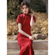 Cyclone rojo modificado cheongsam tostado nuevo estilo antiguo de alta gama chino compromiso retro vestido de socialitis francés 9230 rojo s