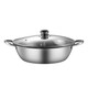 Mi Bangshou stainless steel hot pot basin household thickened flat bottom double-ear clear soup pot commercial hot pot pot induction cooker gas stove universal thickened with transparent cover suitable for 1-2 people 28cm