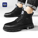 Hoilan Home (HLA) Martin Boots Fall and Winter New Casual Medium y High Top más Botas de vellón engrosadas Botas de trabajo para hombres Botas de cuero calientes de cilindro negro (Haagzm4aba0562 45