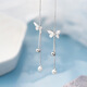 Crystal butterfly tassel ear wire girlfriend silver earrings 2025 new high-end earrings long birthday gift