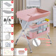 HoneySeed Baby Windelwechsel Tischpflege Tisch tragbares Multifunktionsfaltbares Badebaby Bett weißes Hirsch - Schlossgrau - Komfortmodell (Korb +