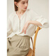 
Fan Silanen round neck lazy shirt summer wear seven-quarter sleeve texture contrast cotton linen shirt 24FS12211 beige S