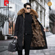 Pierre Cardin 2023 hiver nouveau Haining Parker Men's Fox Fur Inner doublure en cuir authentique en cuir manteau intégré de longueur moyenne manteau de fourrure moyenne à la longueur moyenne + brun intérieur xl (125-140jin [Jin est égal à 0,5 kg]))