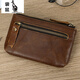 Kangaroo (KANGAROO) Men's Fashionable Casual Lightweight Crazy Horse Leather Retro Genuine Leather Belt Key Ring Coins Bag Key Coin Wallet 9202-Coffee Color