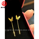 Fat Donglai's same style 18k gold tassel ear wire smart fairy butterfly earrings Women's gold and silver bow earrings smart butterfly tassel earrings