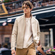 
Mr. Bu Bu silhouette splicing design knitted cardigan jacket men's 2025 spring and autumn double-head zipper sweatshirt KT15695 bronze green M (170)