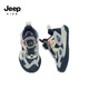 Jeep Jeep Jungen Frühlings- und Herbst -Kinder -Turnschuhe weicher Sohle leichtgewichtige Sommerlaufschuhe für Mädchen 2024 neue Knopfschuhe Dunkelblau rot [Single Net] 36 Schuhe Länge ca. 23,2 cm