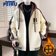 
Pei Zi teenager cotton coat coat boy junior high school student handsome thickened cotton coat fat big children winter cotton jacket 9922 navy blue grid (added cotton thickened) hooded style 4XL