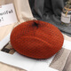 Tuzun hat for women in autumn and winter wool lace mesh beret British retro painter hat Korean Japanese beret fashion black suggested head circumference (56-58cm)