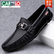 CARTELO crocodile (CARTELO) men's 2025 new leather spring and autumn men's shoes breathable hollow soft sole one foot drive casual leather shoes trend black hollow 9905 42 [Standard size of leather shoes]