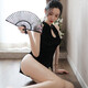 爱如如制服诱惑古典性感夜店套装情趣露背旗袍女式透明网纱免脱开叉床上 1369裸背立领印花旗袍