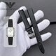 Подходит для Armani AR11148 квадратных часов, подлинный кожаный ремешок 14 -миллиметровый коровье, ремешок, ремешок женского браса 1678 черный 11148 14 мм