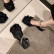 AIZUNSHI niche temperament bag head thick heel sandals women's one-line buckle ins trendy 2025 summer new fairy style skirt 2677 meters white 40 (250mm)