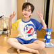 儿童睡衣男孩夏季纯棉男童短袖中大童小孩蜡笔小新薄款家居服套装 DZ6630插色叮当 小童10码身高105-115cm38斤内