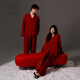 Yuenei Red Pajamas Wedding Newlywed Couple Set Pure Cotton Cotton Gauze Spring and Autumn Women's Home Clothes Men's Zodiac Year of the Snake 32305 Chinese Red Men's L (Male 110-140 Jin Jin equals 0.5 kg / Female 110-120 Jin Jin equals 0.5 kg)