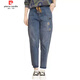 Hoch taillierte literarische gestickte Jeans für Frauen im Frühjahr und Herbst neue elastische Taille Hartharlen Neun-Punkte-Hosen 9905 Elastic High S empfohlen 85-100jin [Jin ist 0,5 kg]