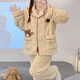 Qiao Yumeng Pajamas para mujeres en invierno en espesor en espesor de terciopelo de coral cálido lindo dibujos animados de internet estilo celebridad de otoño e invierno ropa para el hogar MF-897# Light Luxury Plaid Children Style M