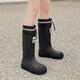 Botas de lluvia DG/DU High-Tube para mujeres, botas de lluvia de celebridades de Internet de moda, nuevo estilo más zapatos de agua tibia de terciopelo, zapatos de goma de tubo largo sin deslizamiento, de alta calidad [tit-touch-waterproof y no deslizante] negro 38/39 [tamaño pequeño]