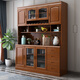 Morning Companion Sideboard Solid Wood Wine Cabinet Multifunctional Chinese Wall Storage Cabinet Tea Cupboard Restaurant Shelf Combination Cabinet Walnut Color Oak Imported from Thailand 140*42*200cm