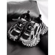 Geer Carson Paris dad shoes men's casual trendy brand couple old thick sole heightened black warrior street tire durian shoes women black 42