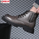 Mideelkun Martin Stiefel neue Männer mit mittlerer Mode-Top-High-Top-Lederschuhe Herrenschuhe Herbst und Winter Kurzstiefel Arbeiten Kleidung Schwarze Lederstiefel 3519 Grau 41