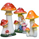 Yimingyuan courtyard ornaments, landscape sculptures, outdoor garden decorations, cartoon rabbit community, simulated mushroom flowerpots and jars, creative style five, solar lamp style