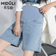 Miduli maternity shorts for women in summer thin style for women wearing straight jeans five-point mid-size pants loose wide-leg pants summer pants summer suit blue M