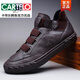CARTELO men's shoes spring new high-top shoes men's trendy shoes casual shoes men's board shoes one-step lazy leather shoes men's trendy and versatile SS-9857 all black 38