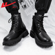Huili Oficial de Martin Boots zapatos para hombres Botas de alto contenido de otoño e invierno Botas de cuero casual de estilo British Boots Women's Women Boots Men's Black Men's Style (estilo único) 42